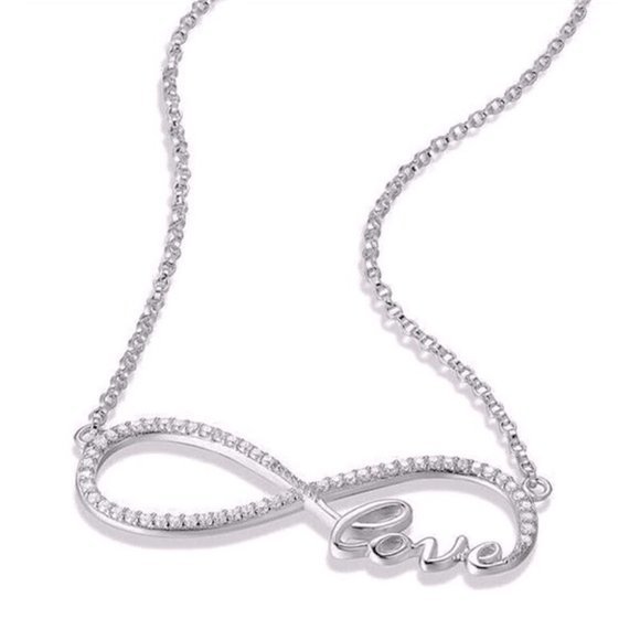 New 925 Silver Diamond "Love" Necklace - Picture 1 of 3